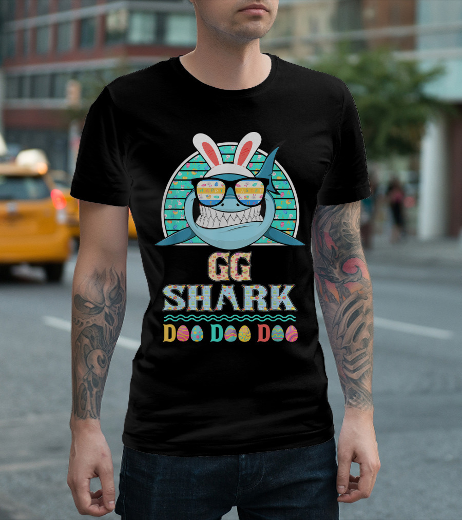 GG Shark Happy Easter Doo Doo Doo Bunny Ear Sunglasses T-Shirt