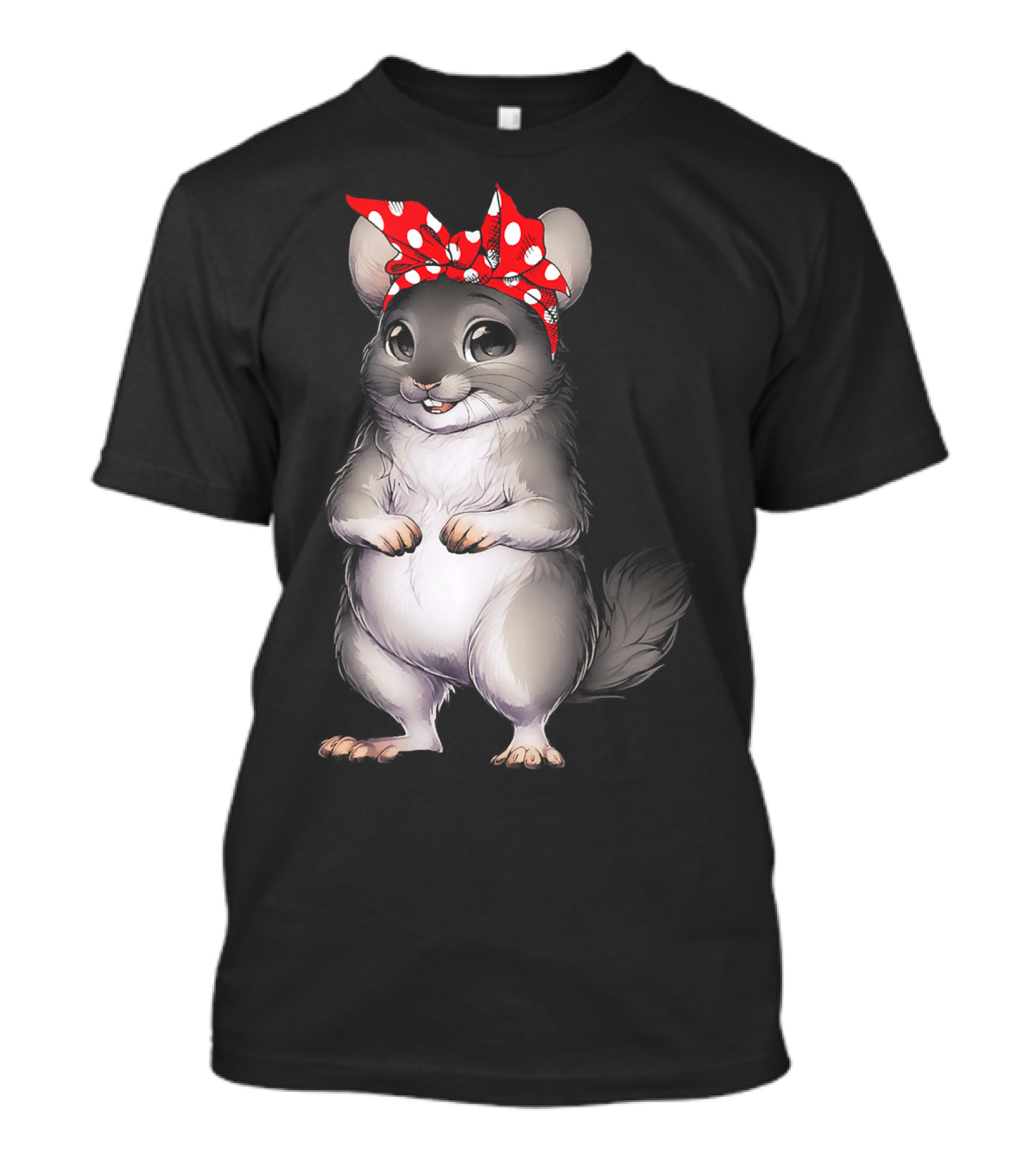 Funny Chinchilla Mom Red Bandana Polka Dots T-Shirt