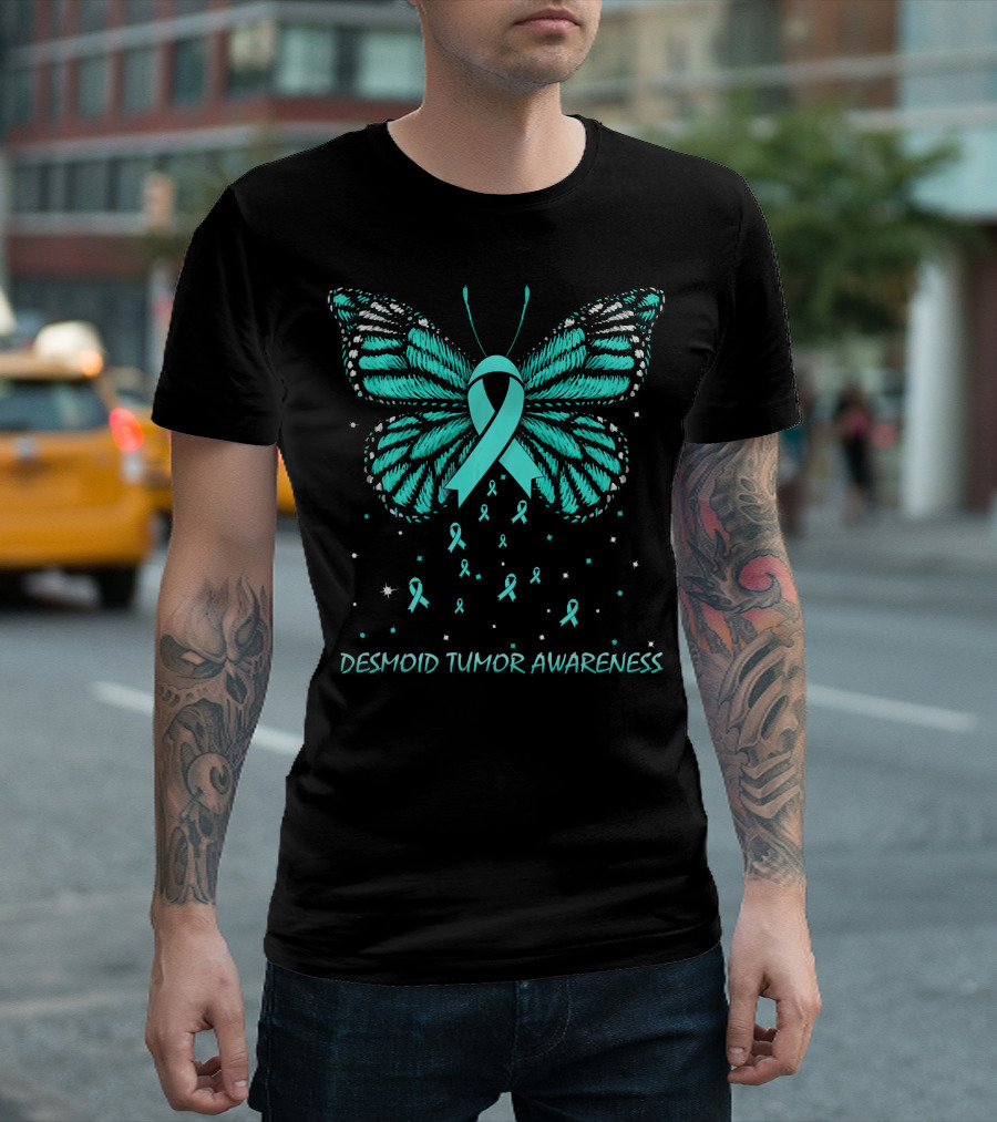 Desmoid Tumor Awareness Butterfly Ribbon T-Shirt
