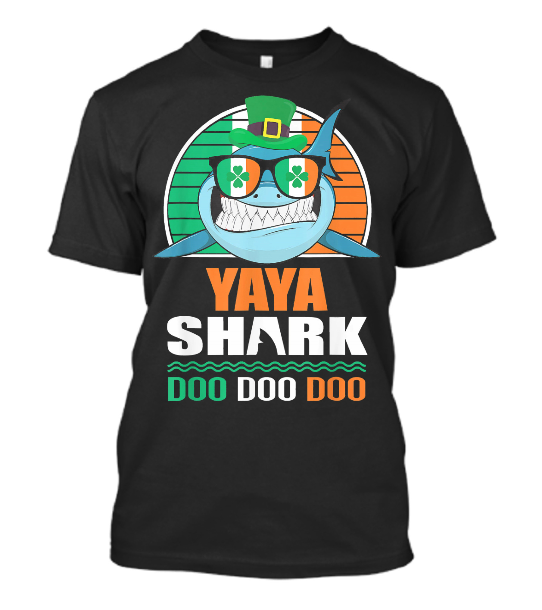 Yaya Shark Doo Doo Doo St. Patrick's Day Fun With Shamrock Sunglasses T-Shirt