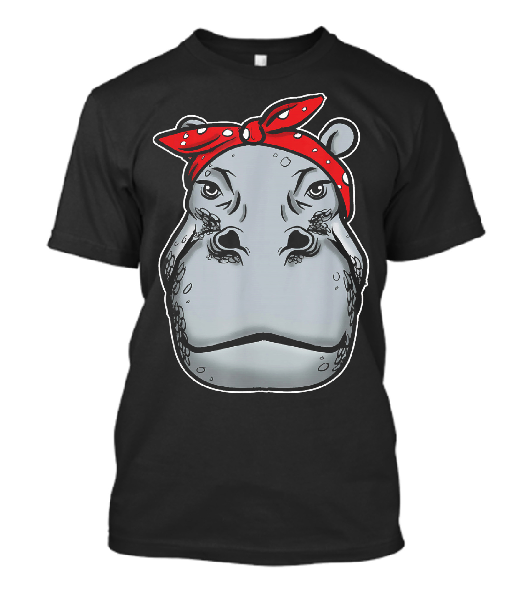 Funny Hippo With Red Bandana Hippo Love T-Shirt