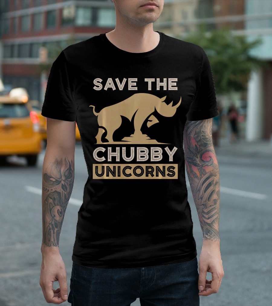 Save The Chubby Unicorns Vintage Rhino Funny T-Shirt