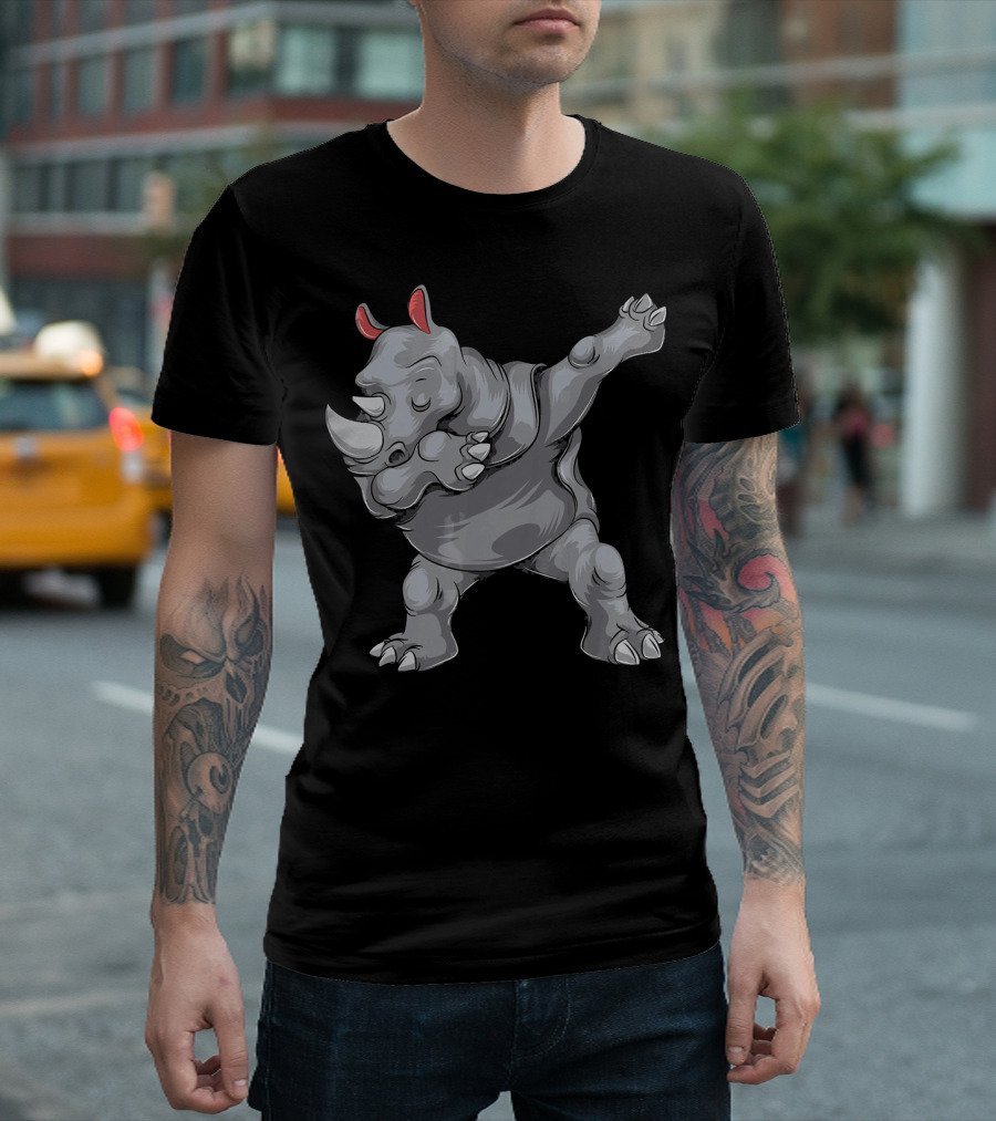 Dabbing Rhino Wildlife Extinct Conservation Awareness T-Shirt