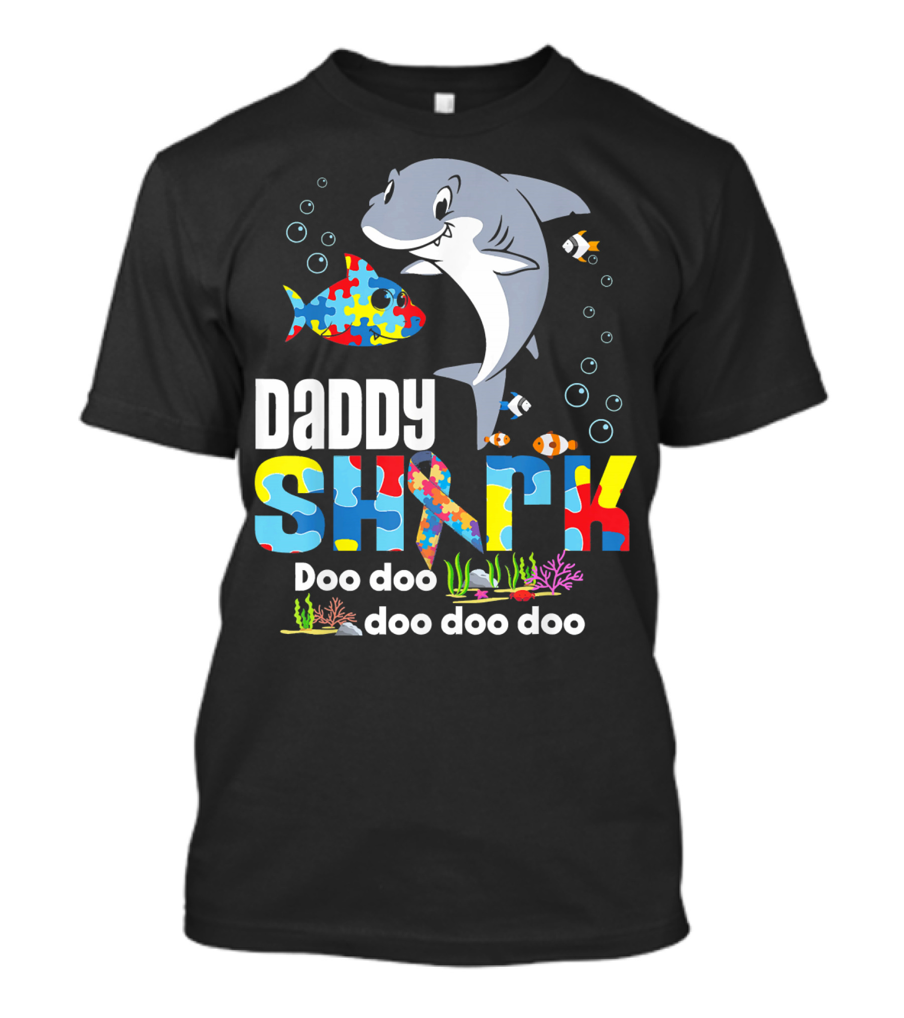 Daddy Shark Autism Doo Doo Doo Doo Doo Baby Shark Auti T-Shirt