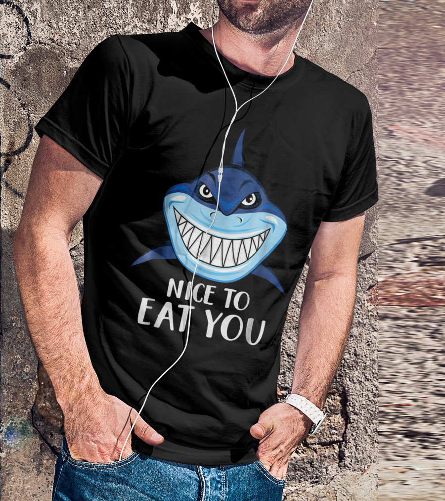 Nice To Eat You Funny Shark Kids T-Shirt