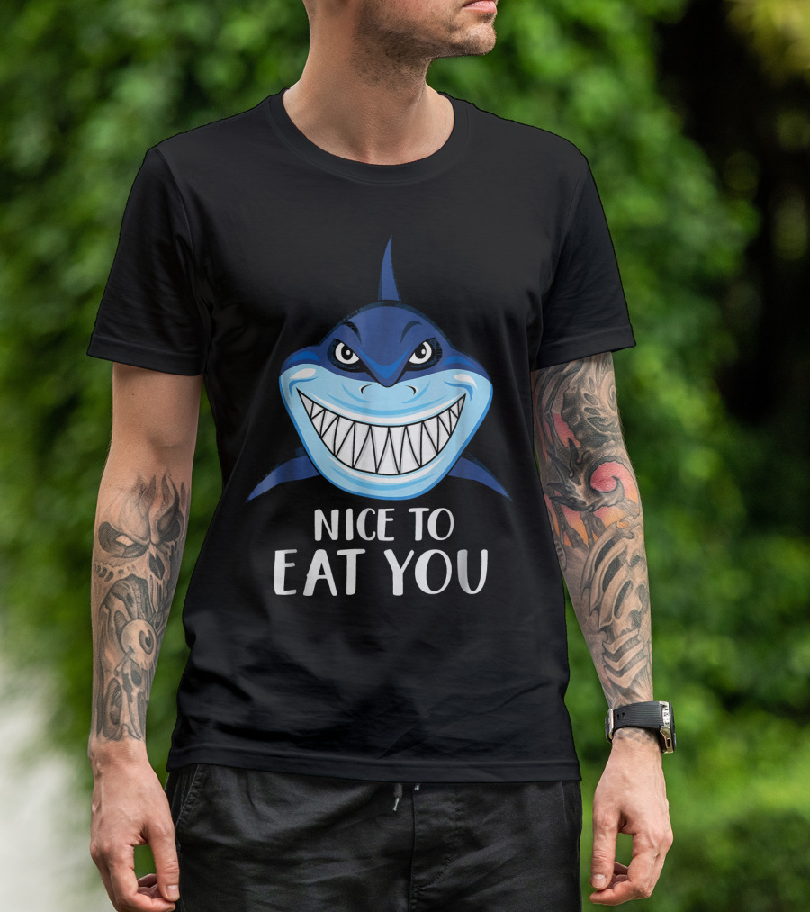 Nice To Eat You Funny Shark Kids T-Shirt