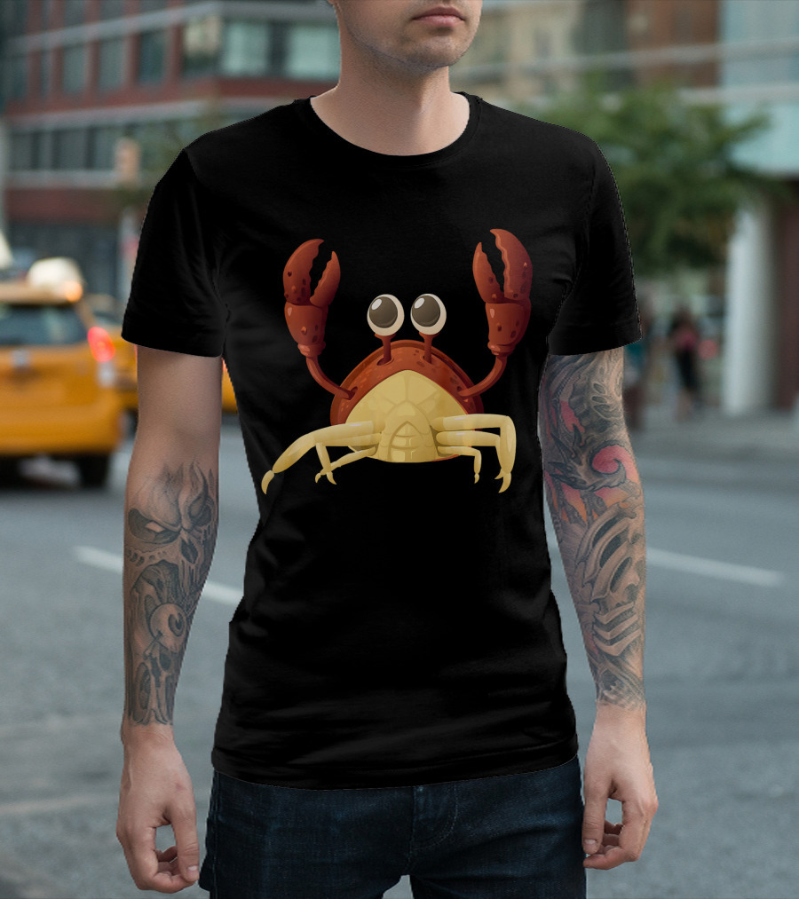 Funny Adorable Big-Eyed Sea Crab Character T-Shirt