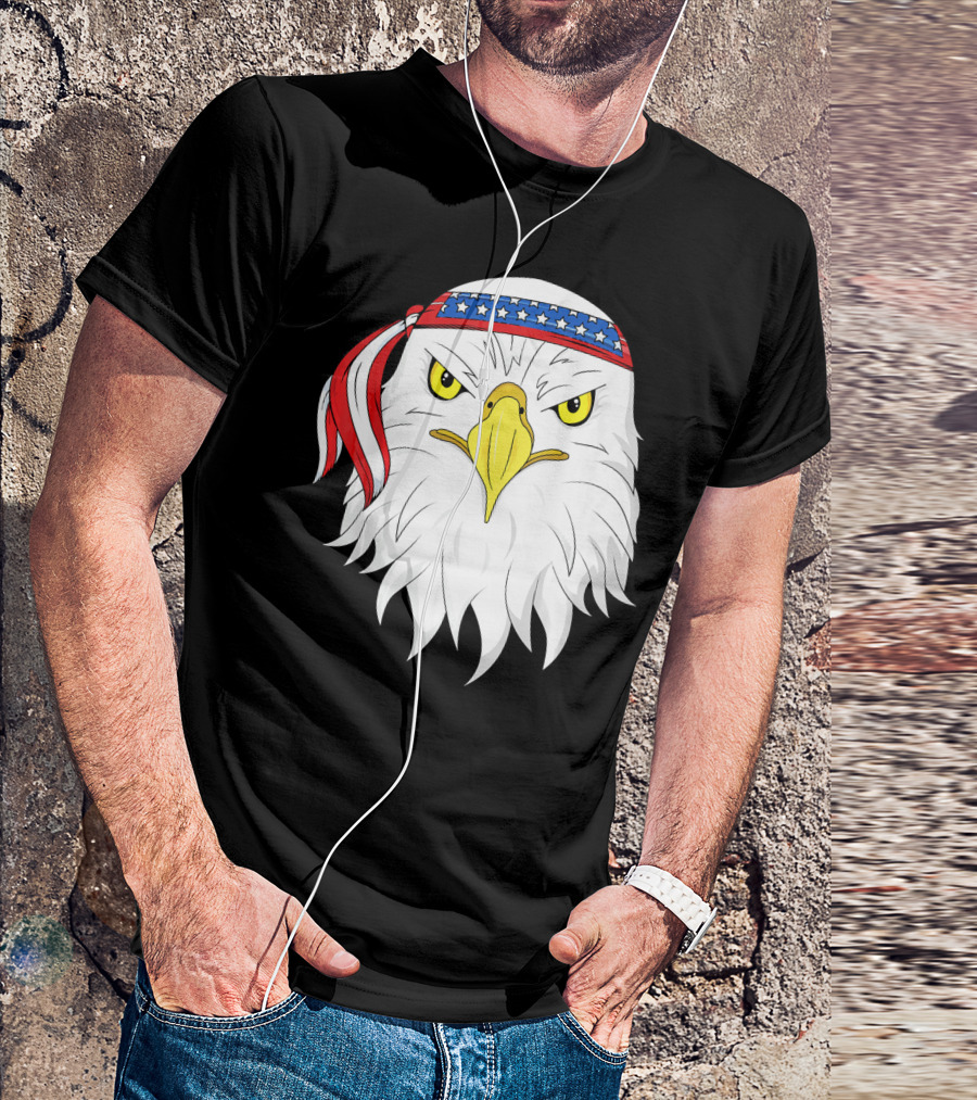 Bald Eagle With American Flag Bandana 4th Of July Family T-Shirt