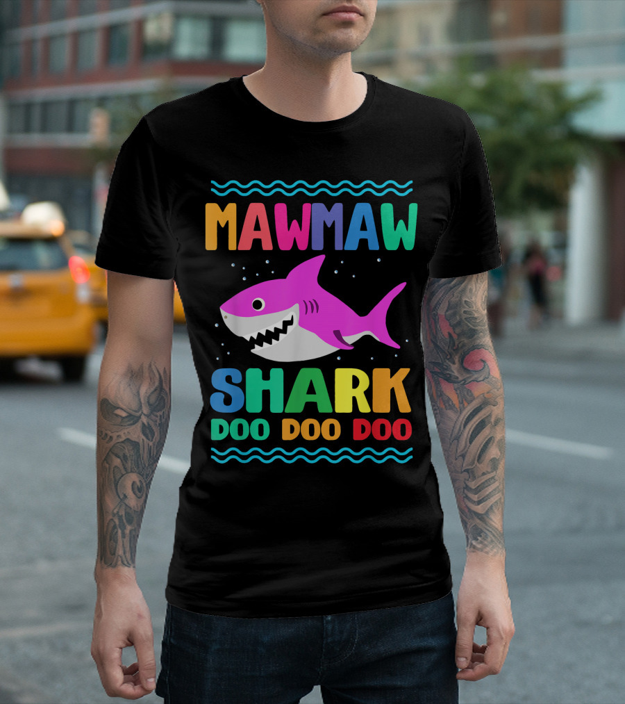 Mawmaw Shark Doo Doo Doo Colorful Cartoon T-Shirt