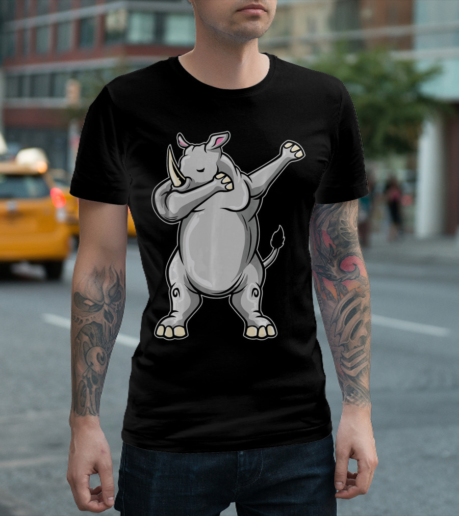 Funny Rhino Dab Dabbing Rhino Dance Pose T-Shirt