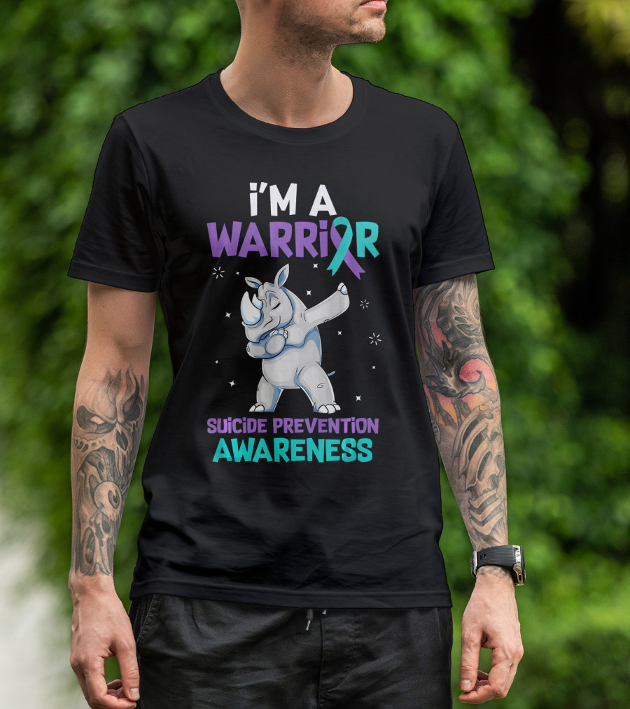 I'm A Warrior Dabbing Rhino Suicide Prevention Awareness T-Shirt