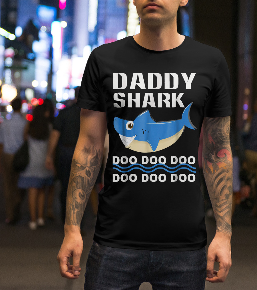 Daddy Shark Doo Doo Doo Song Lyric Blue Shark T-Shirt