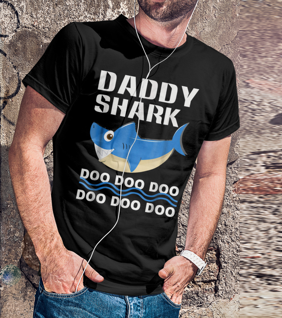 Daddy Shark Doo Doo Doo Song Lyric Blue Shark T-Shirt