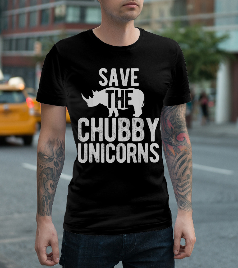 Save The Chubby Unicorns Rhino Conservation Humor T-Shirt