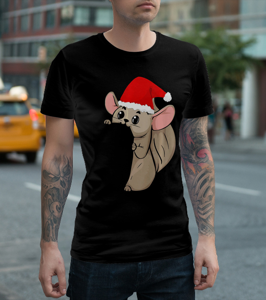 Funny Chinchilla in Santa Christmas Hat Animal T-Shirt
