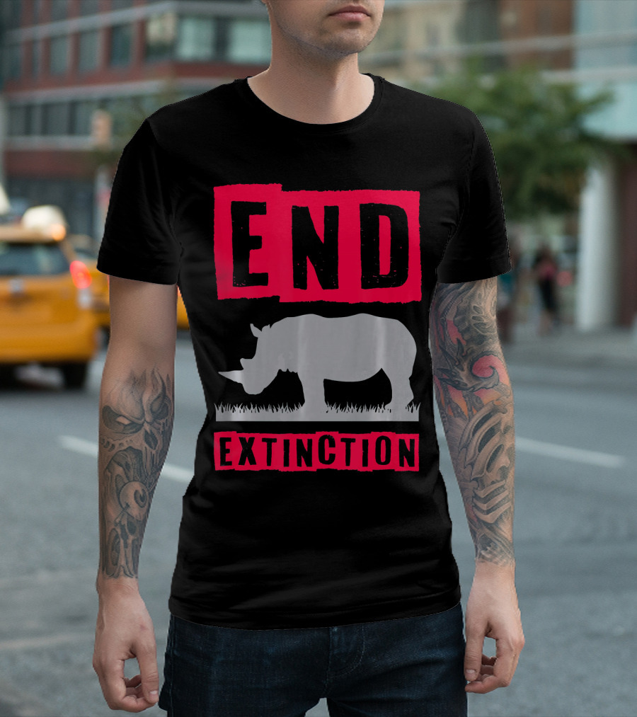 End Extinction Endangered Wildlife Rhino Conservation T-Shirt