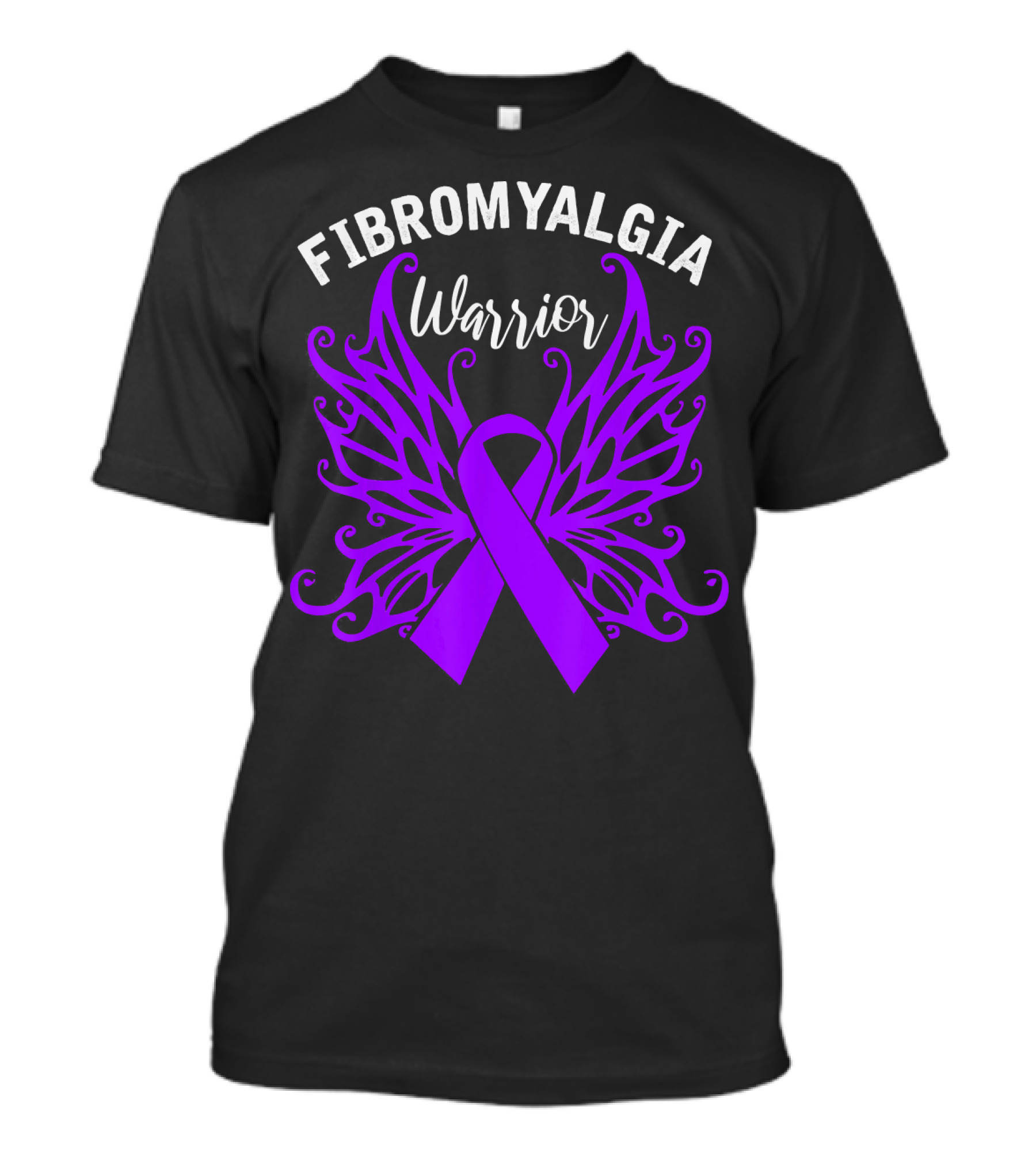 Fibromyalgia Warrior Butterfly Awareness Purple Ribbon Wings T-Shirt