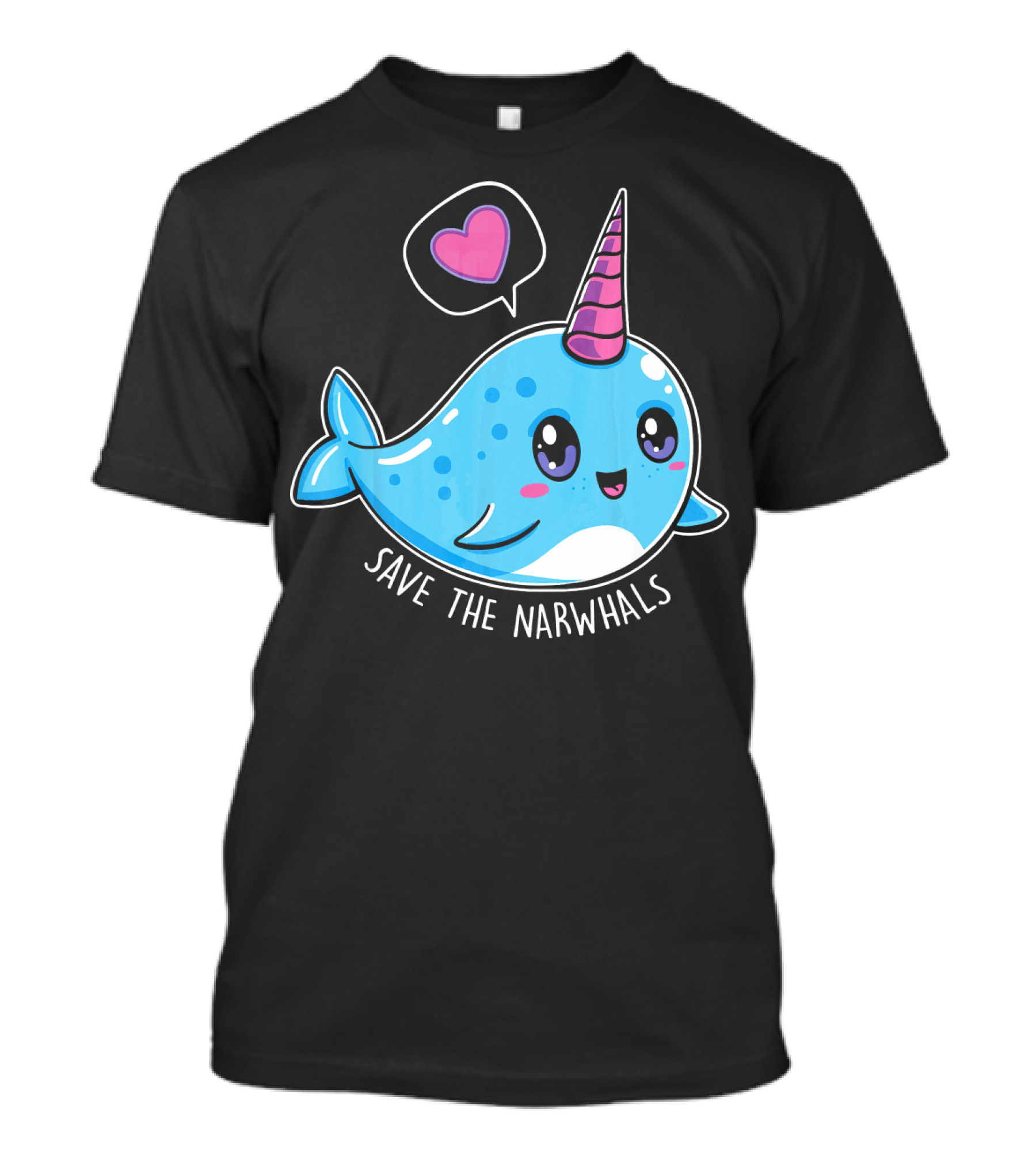 Kawaii Save The Narwhals Cute Heart T-Shirt