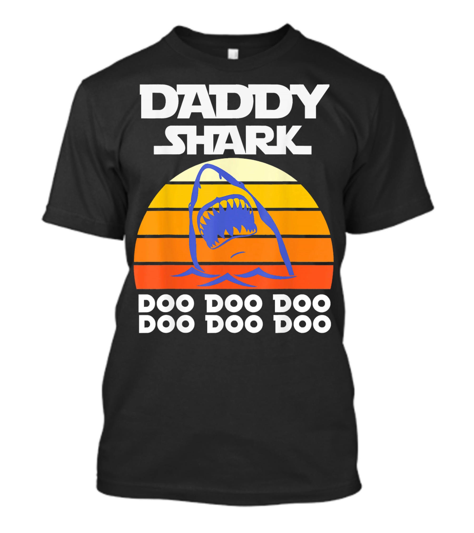Daddy Shark Doo Doo Doo Retro Sunset Shark Jaws T-Shirt