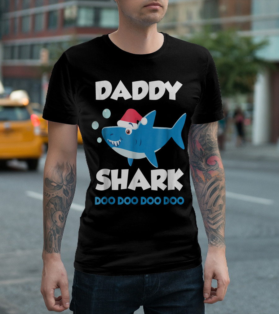 Daddy Shark Doo Doo Doo Doo Santa Hat T-Shirt