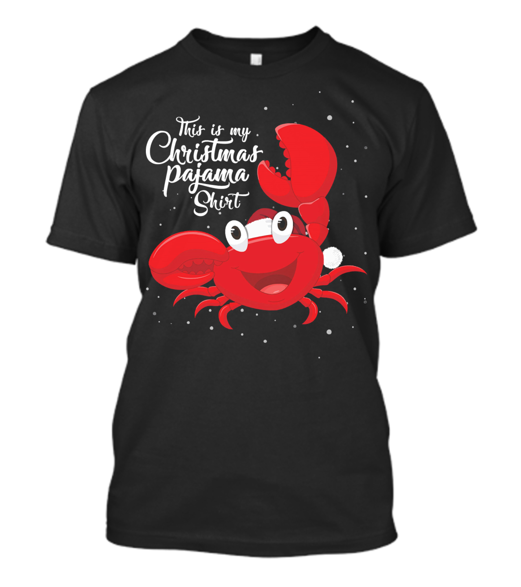 This Is My Christmas Pajama Shirt Funny Crab Santa Hat T-Shirt