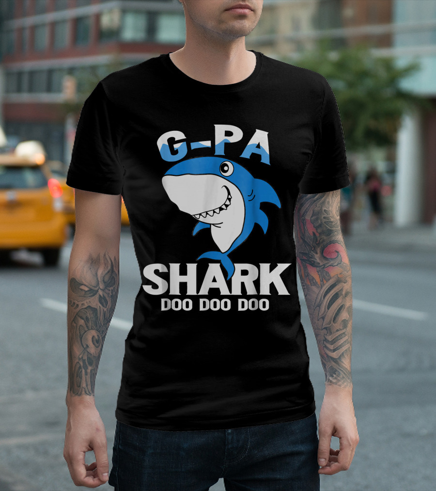 G Pa Shark Doo Doo Doo Cute Cartoon Blue Shark T-Shirt