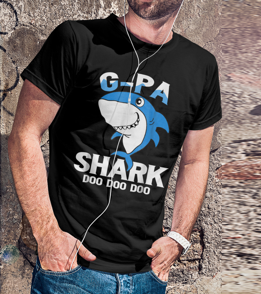 G Pa Shark Doo Doo Doo Cute Cartoon Blue Shark T-Shirt