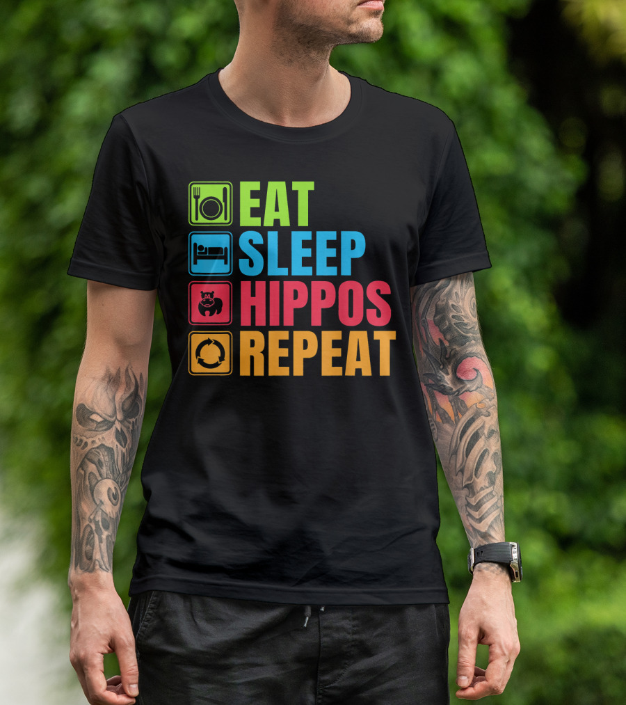 Eat Sleep Hippos Repeat Funny Hippo T-Shirt