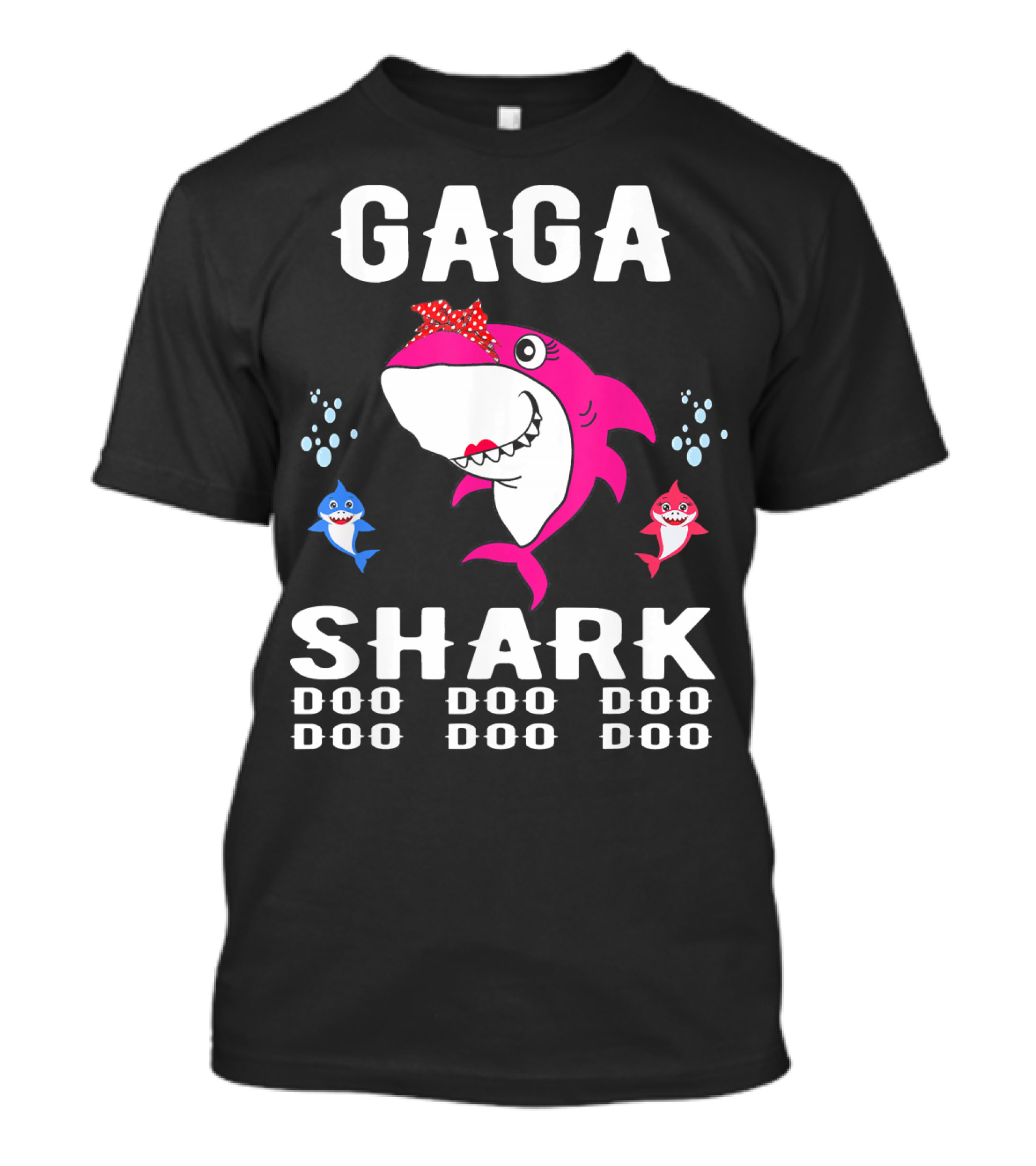 Gaga Shark Doo Doo Doo Pink And Blue Sharks With Bubbles T-Shirt