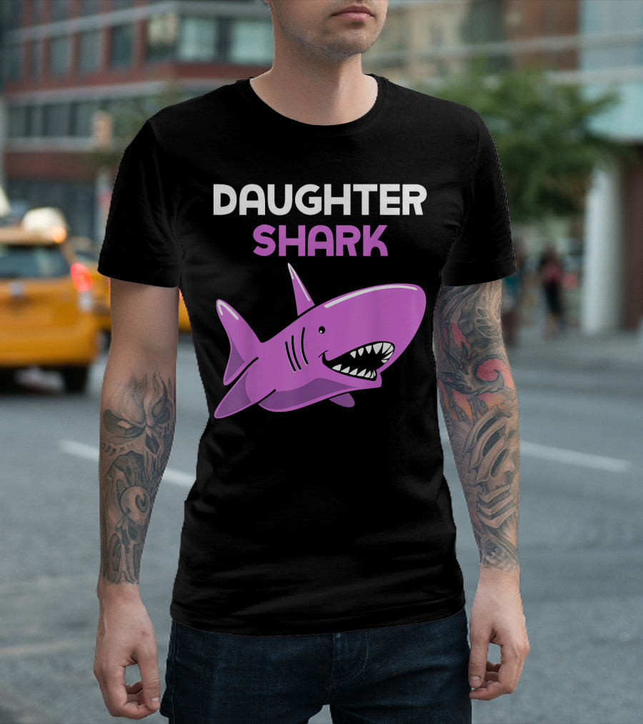 Daughter Shark Funny Family Purple Cartoon T-Shirt