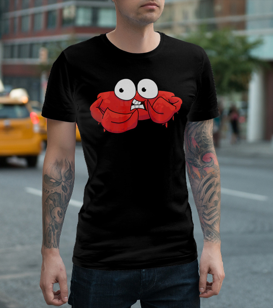 Funny Cute Scared Red Sea Crab With Big Eyes And Nervous Expression T-Shirt