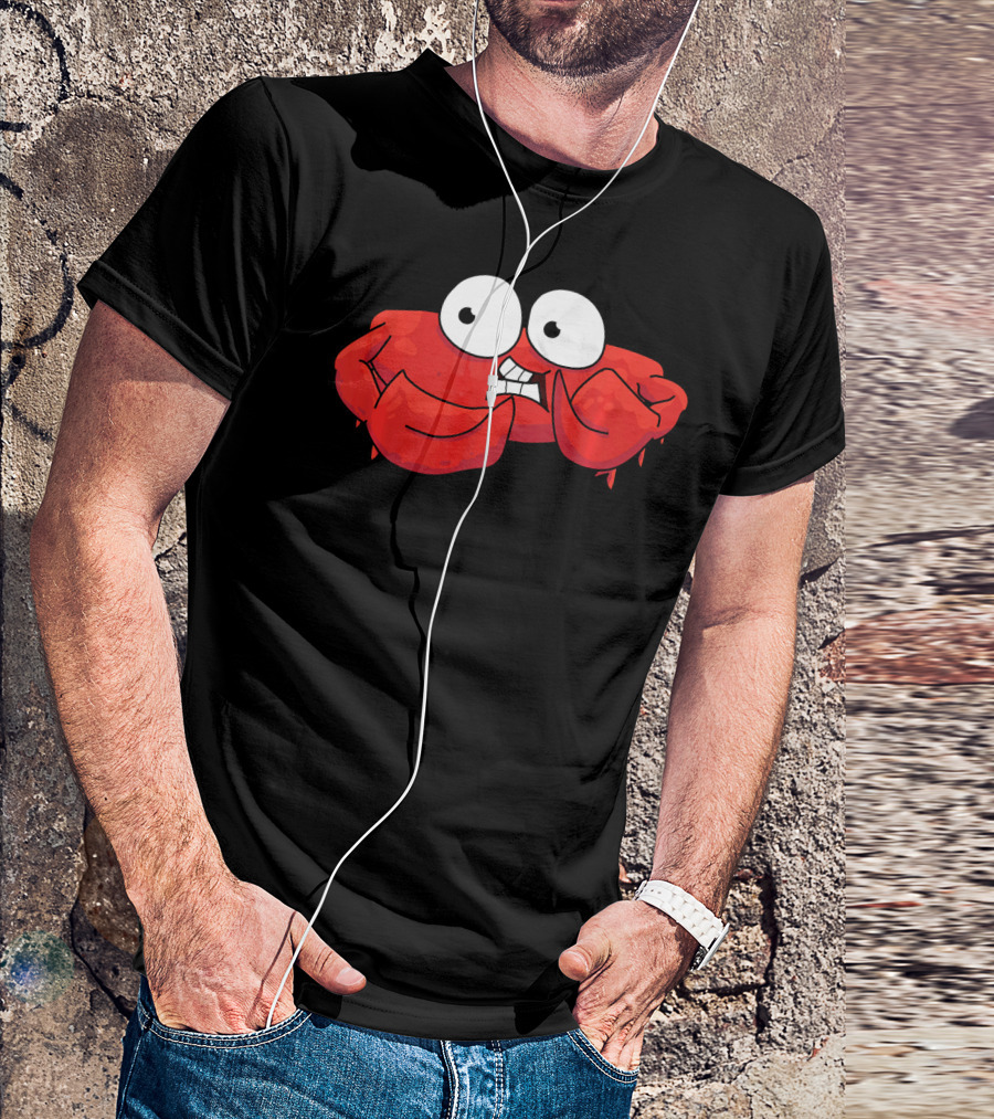 Funny Cute Scared Red Sea Crab With Big Eyes And Nervous Expression T-Shirt