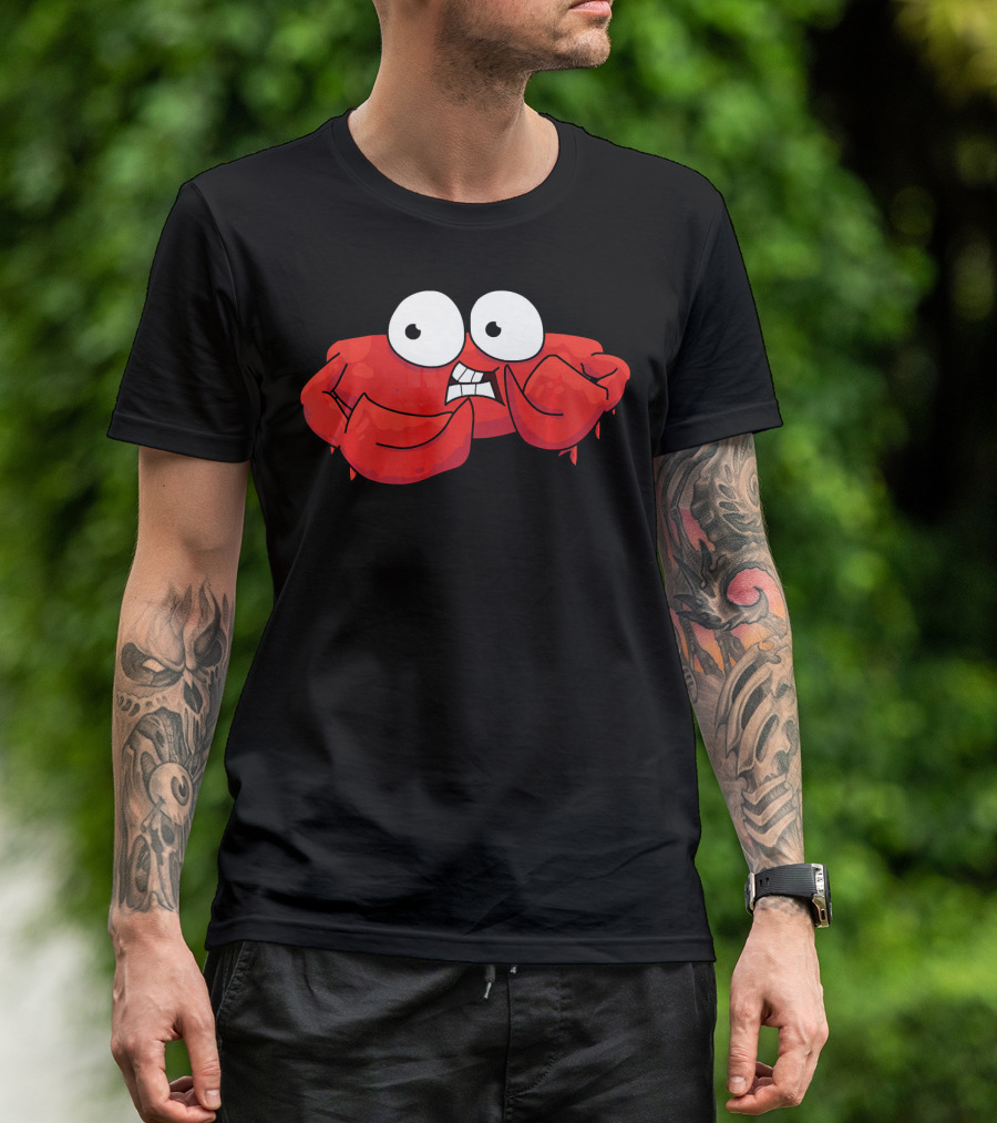 Funny Cute Scared Red Sea Crab With Big Eyes And Nervous Expression T-Shirt
