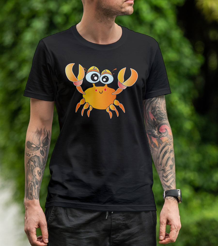 Funny Crab Karl The Sea Crab With Big Eyes And Bright Orange Claws T-Shirt