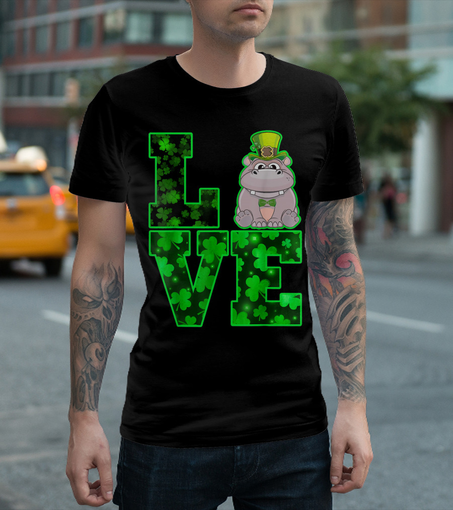 LOVE HIPPO Shamrock Leprechaun St. Patrick's Day T-Shirt