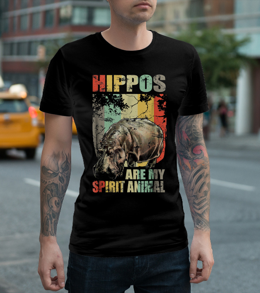Hippos Are My Spirit Animal Retro Hippo Lovers T-Shirt