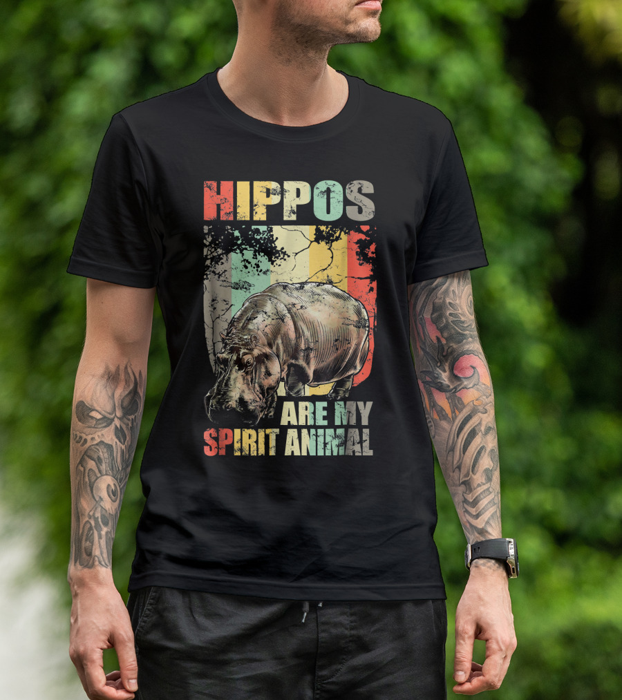Hippos Are My Spirit Animal Retro Hippo Lovers T-Shirt