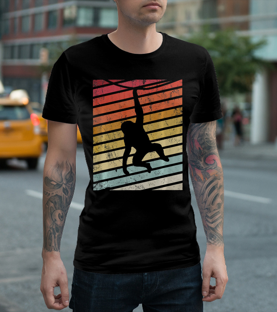 Monkey Lover Vintage Chimpanzee Stripes T-Shirt
