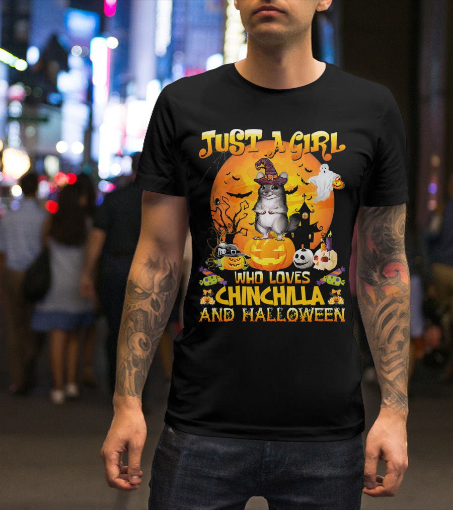 Just A Girl Who Loves Chinchilla And Halloween T-Shirt