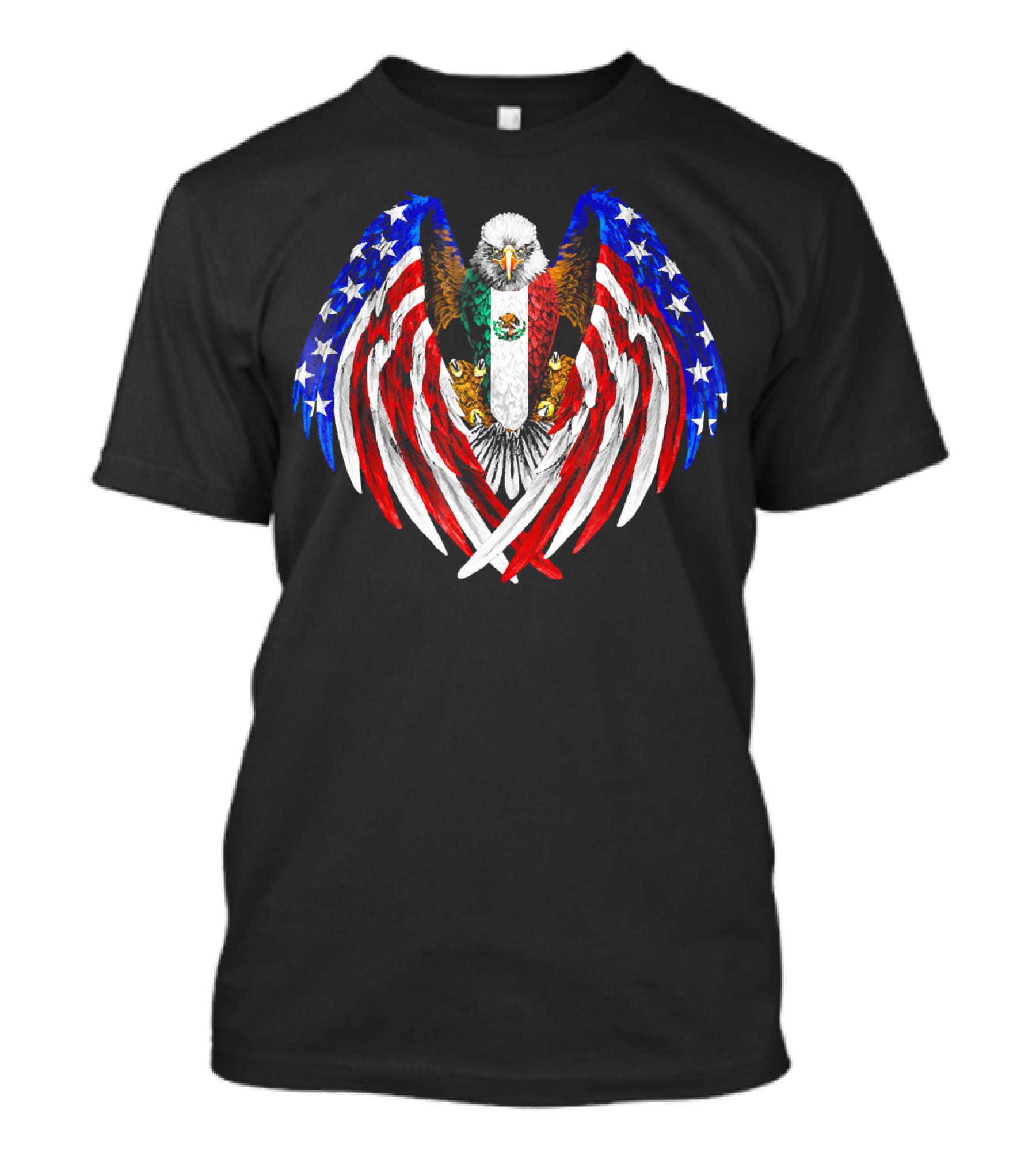 Mexican American Flags Eagle Emblem Mexico USA T-Shirt