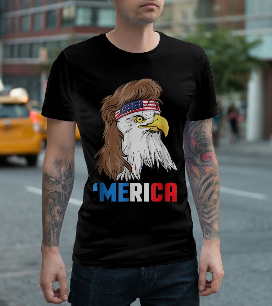 Merica Patriotic Mullet Eagle T-Shirt