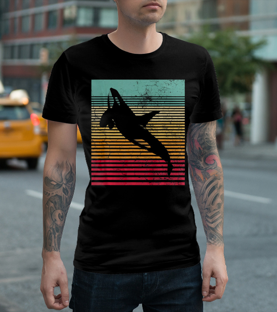 Killer Whale Orca Retro Silhouette Sunset Stripes Men's T-Shirt