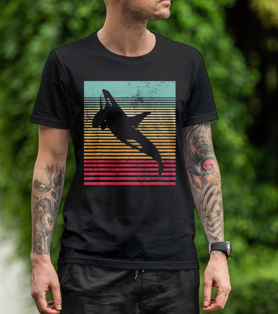 Killer Whale Orca Retro Silhouette Sunset Stripes Men's T-Shirt