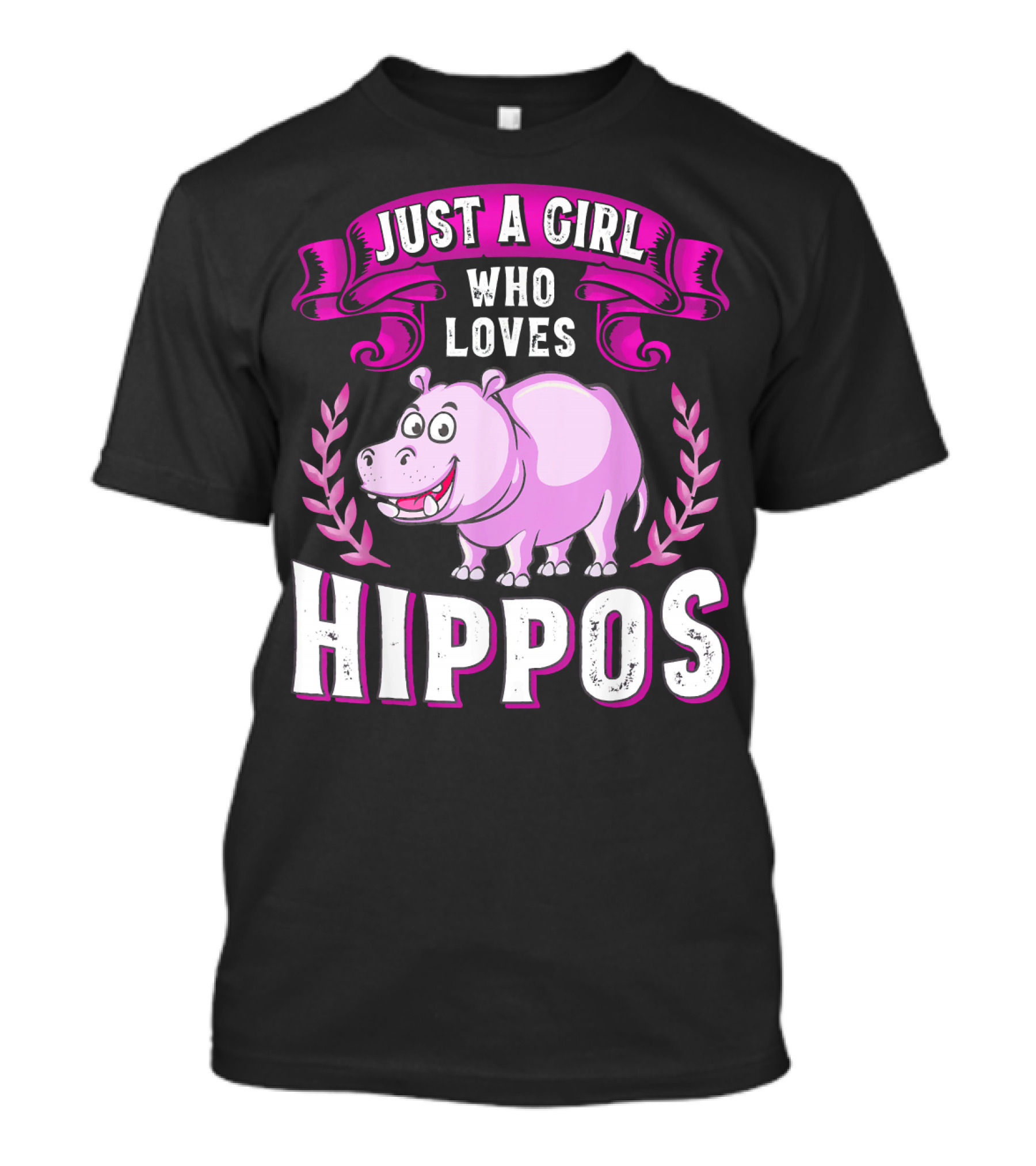 JUST A GIRL WHO LOVES HIPPOS Purple Hippo Fun T-Shirt