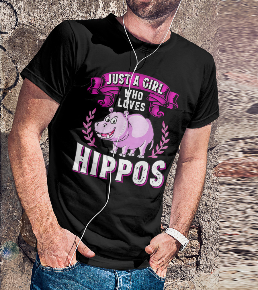 JUST A GIRL WHO LOVES HIPPOS Purple Hippo Fun T-Shirt