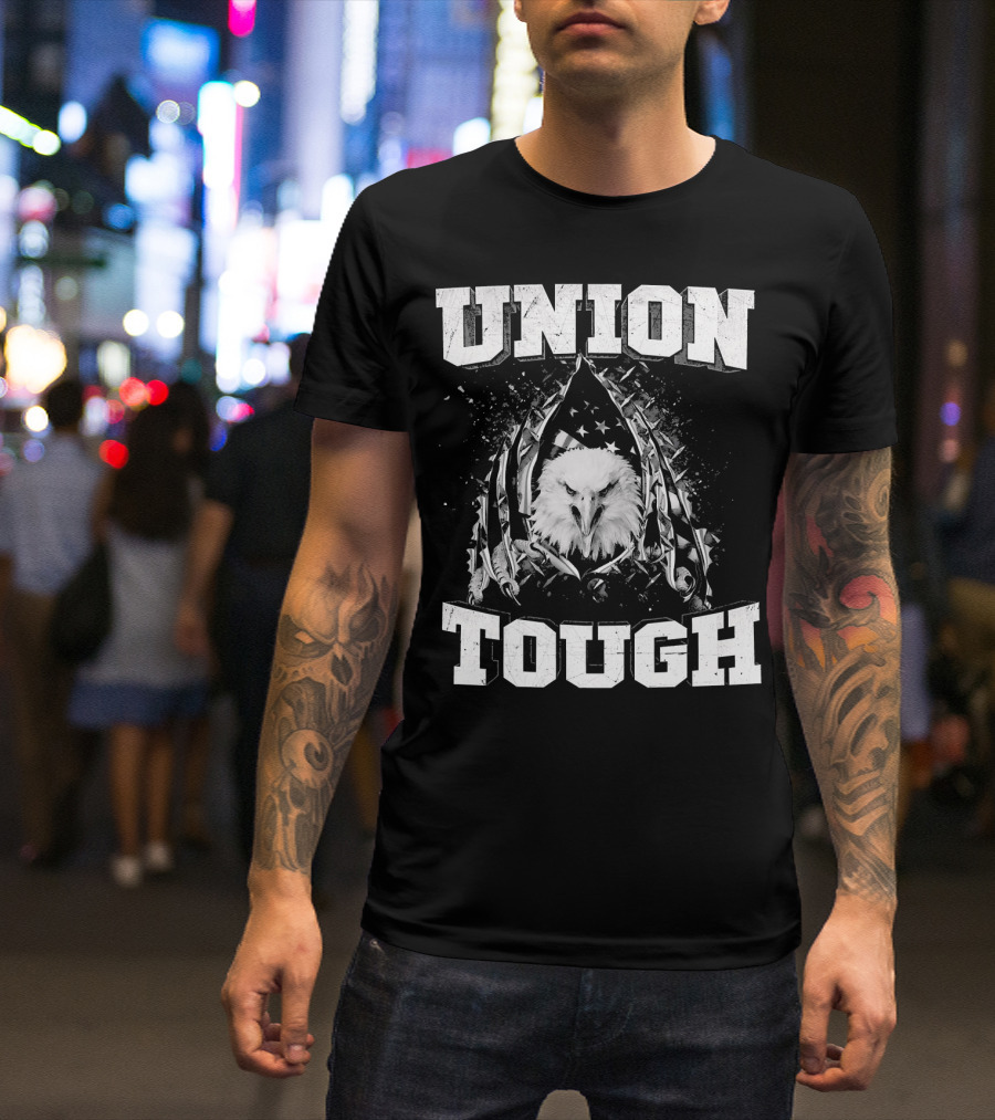 Union Tough American Eagle With Flag And Tools T-Shirt