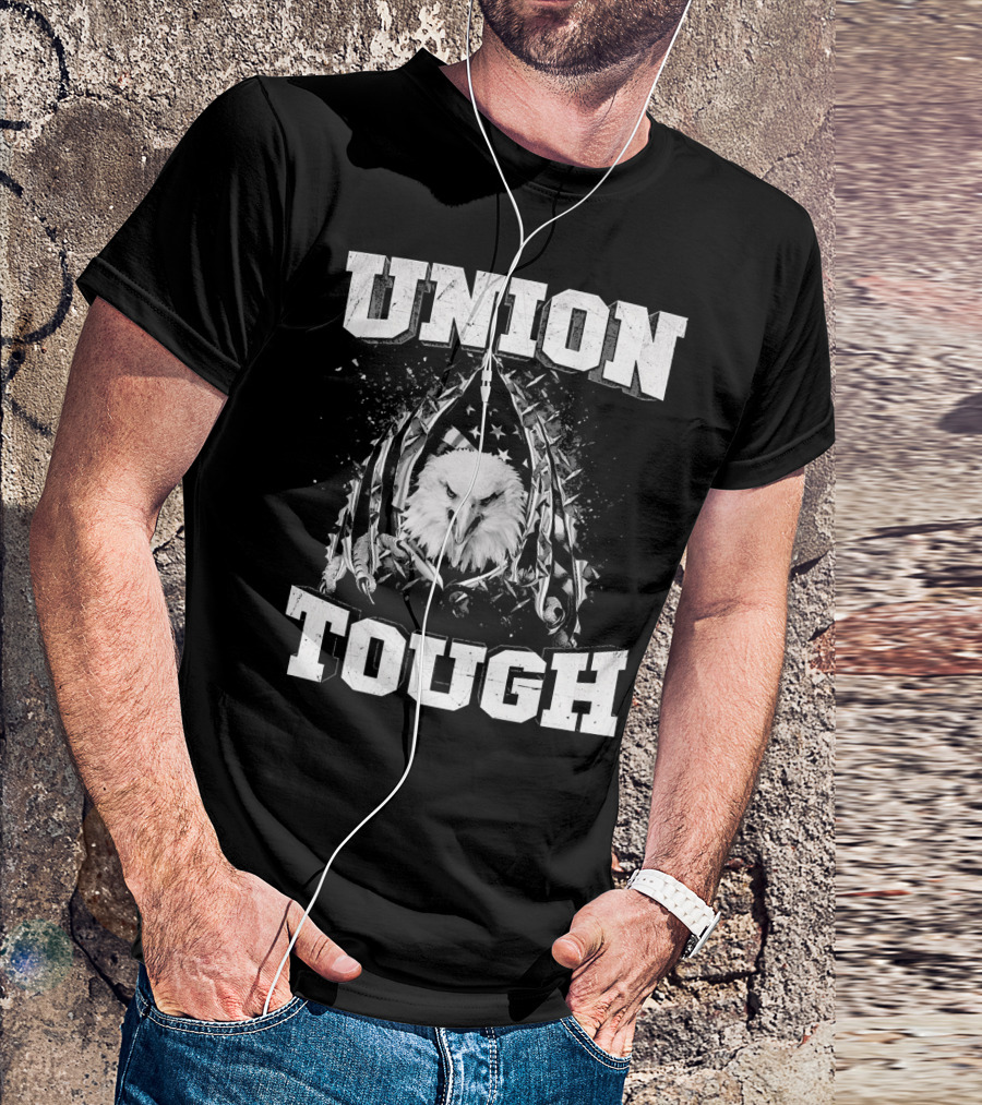 Union Tough American Eagle With Flag And Tools T-Shirt