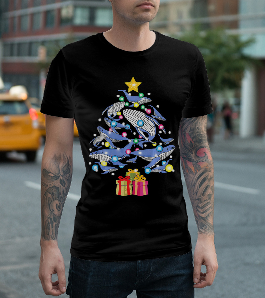 Humpback Whale Christmas Tree With Presents T-Shirt