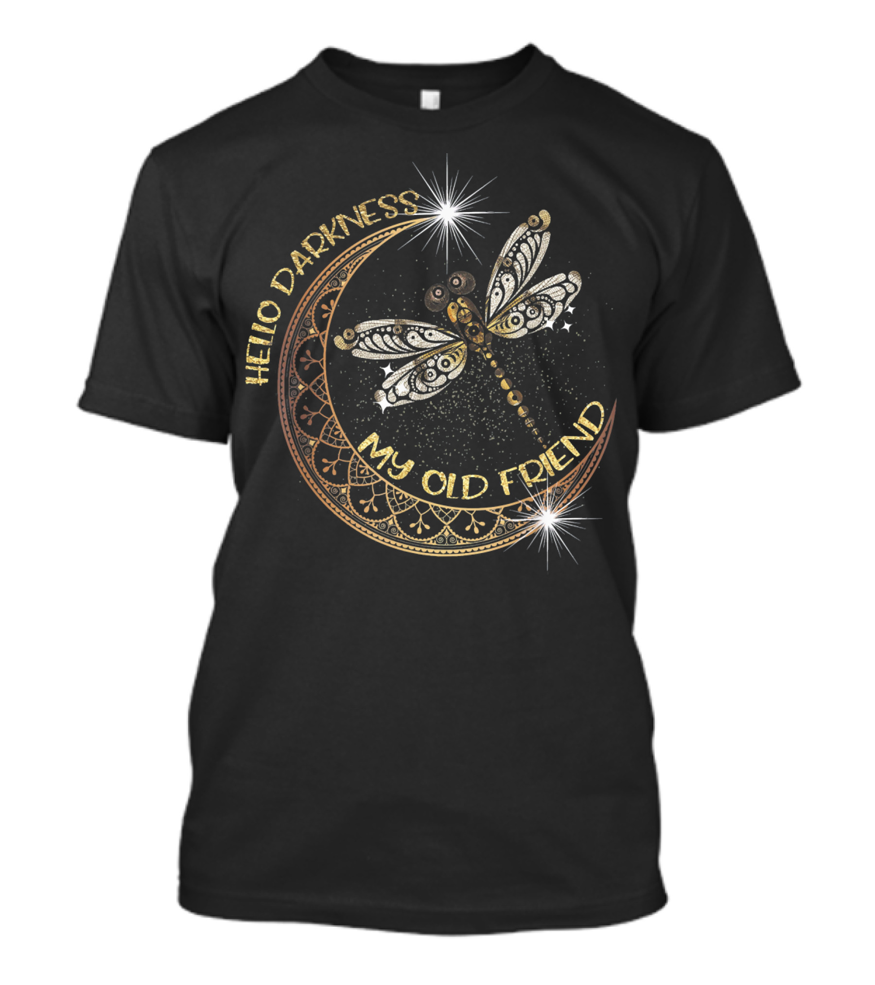 Hello Darkness My Old Friend Moon And Dragonfly T-Shirt