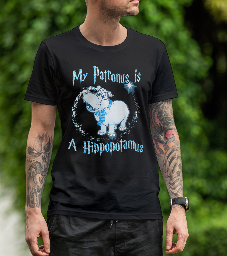 My Patronus Is A Hippopotamus Magic Starry Sparkle Charm T-Shirt